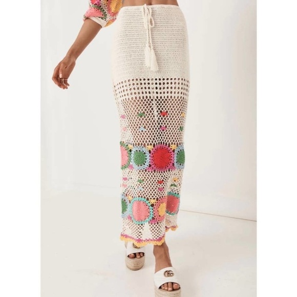 Spell & The Gypsy Collective Let The Sunshine In Rainbow Crochet Maxi Skirt - Picture 2 of 9